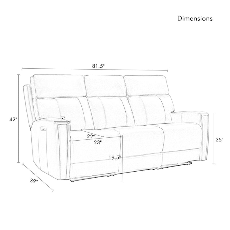 81.5 Genuine Leather Zero Gravity Power Recliner Sofa with Power Headrest, USB&USB-C Port