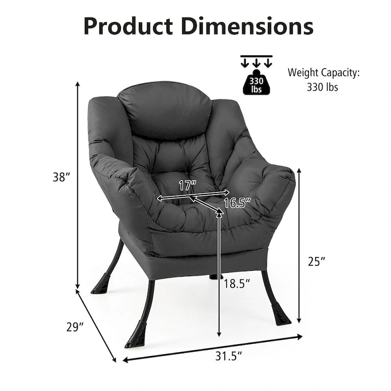 Gymax Lazy Sofa Chair Accent Leisure Armchair with Folding Footrest &