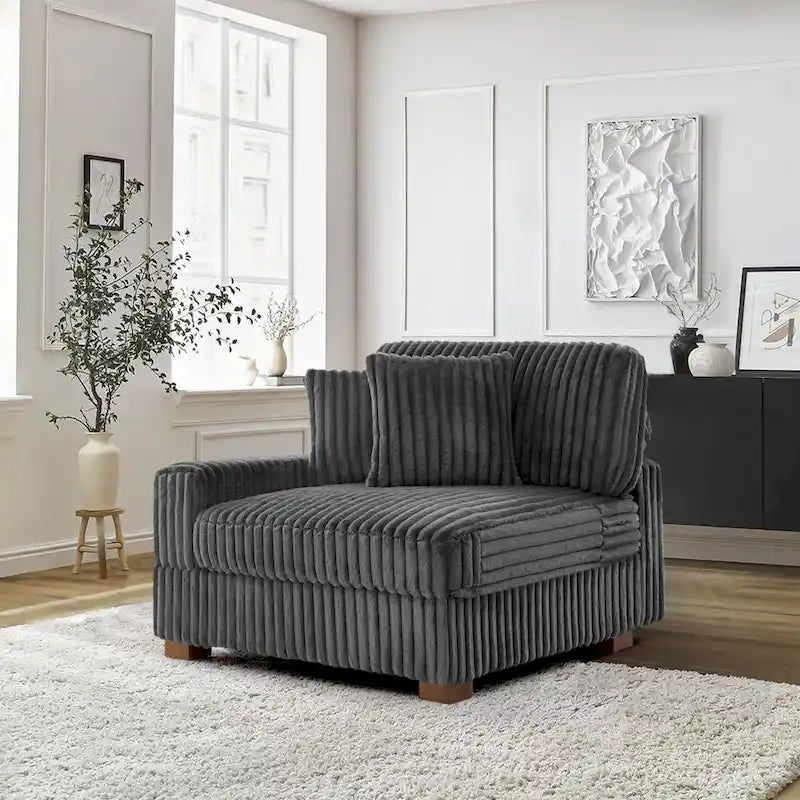 Chenille Velvet L-Shaped Modular Sofa with Chaise Lounge