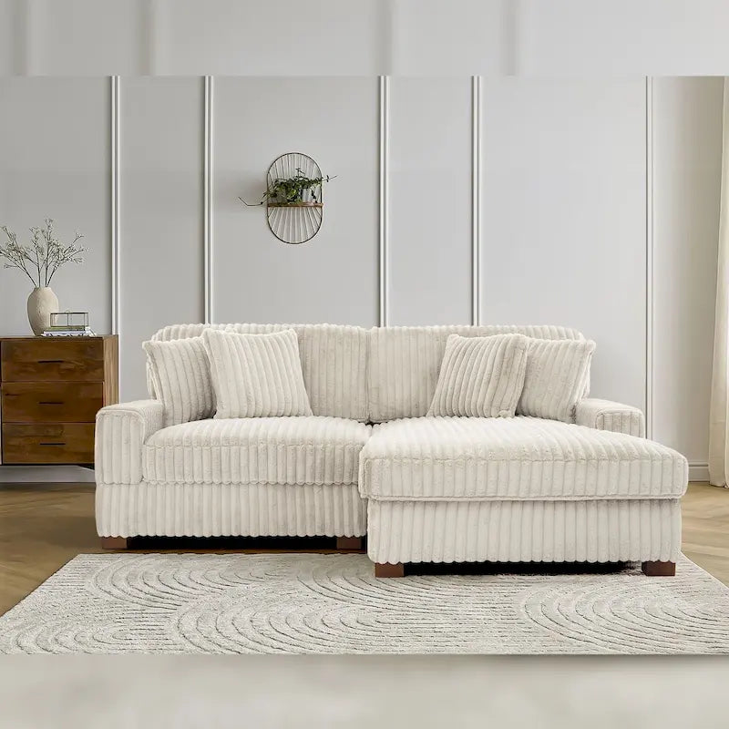 Chenille Velvet L-Shaped Modular Sofa with Chaise Lounge