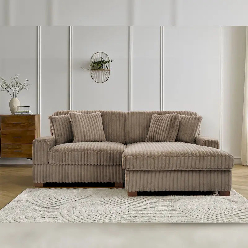 Chenille Velvet L-Shaped Modular Sofa with Chaise Lounge
