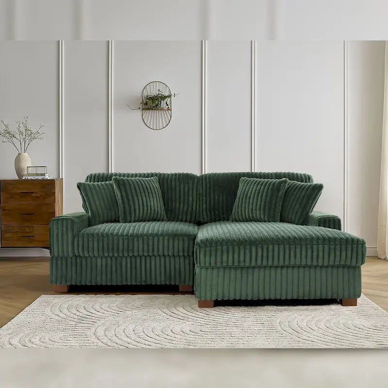 Chenille Velvet L-Shaped Modular Sofa with Chaise Lounge