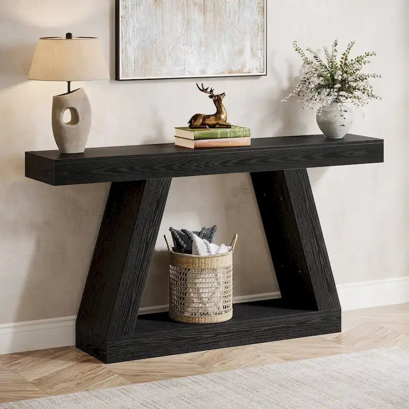 55 Inches Farmhouse Wood Console Sofa Table with Storage - 11.81 D x 55.12 W x 31.5 H