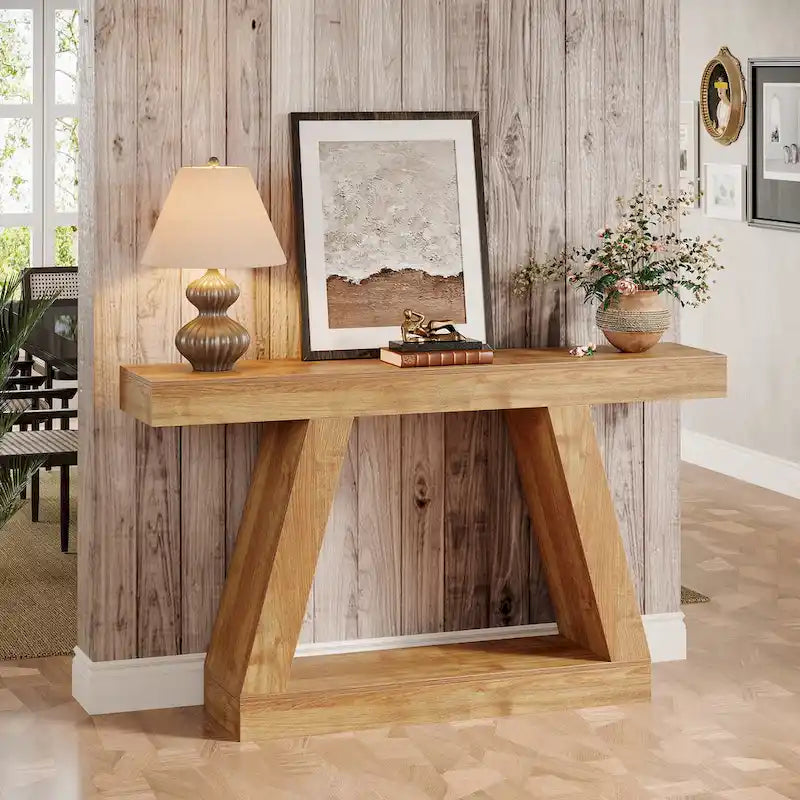 55 Inches Farmhouse Wood Console Sofa Table with Storage - 11.81 D x 55.12 W x 31.5 H