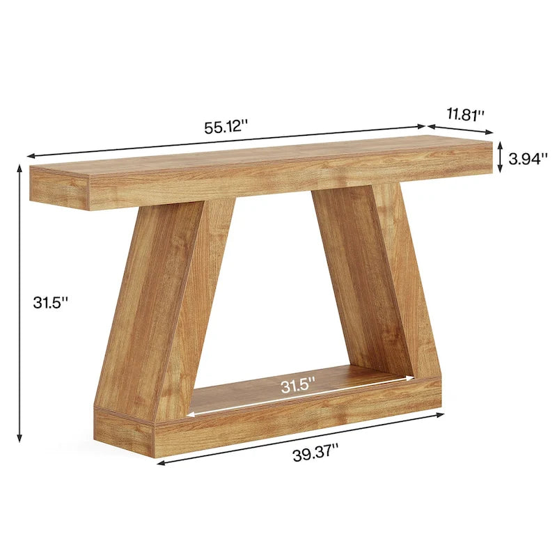 55 Inches Farmhouse Wood Console Sofa Table with Storage - 11.81 D x 55.12 W x 31.5 H
