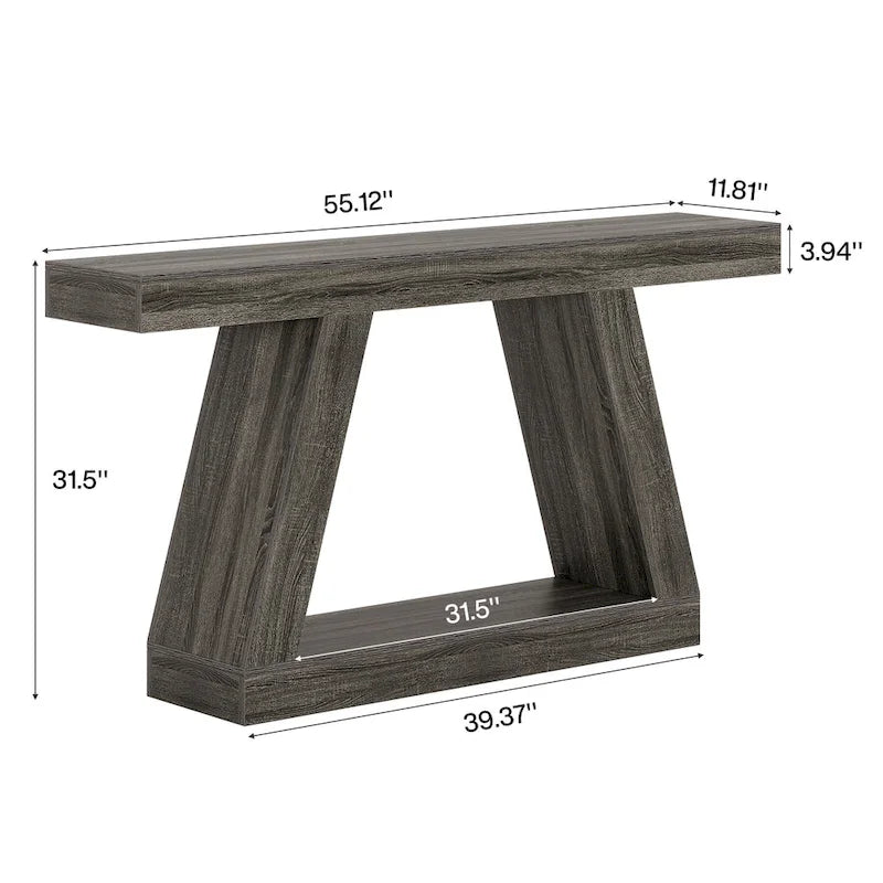 55 Inches Farmhouse Wood Console Sofa Table with Storage - 11.81 D x 55.12 W x 31.5 H