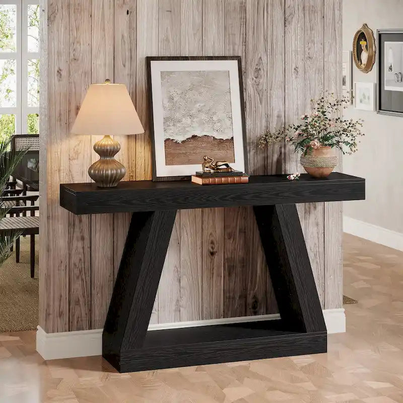 55 Inches Farmhouse Wood Console Sofa Table with Storage - 11.81 D x 55.12 W x 31.5 H