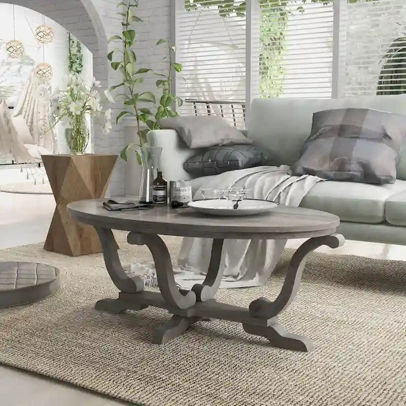 DH BASIC Farmhouse Vintage Grey 48-inch Coffee Table by Denhour