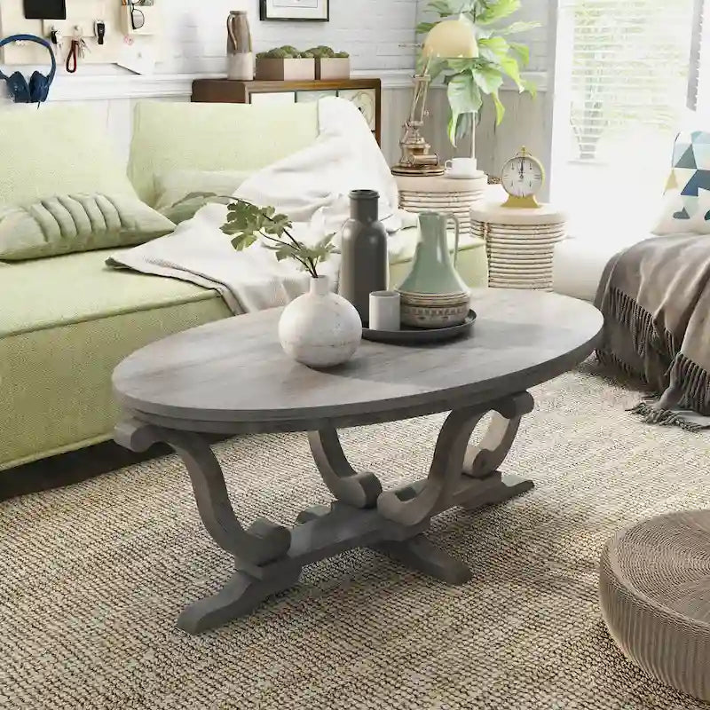 DH BASIC Farmhouse Vintage Grey 48-inch Coffee Table by Denhour