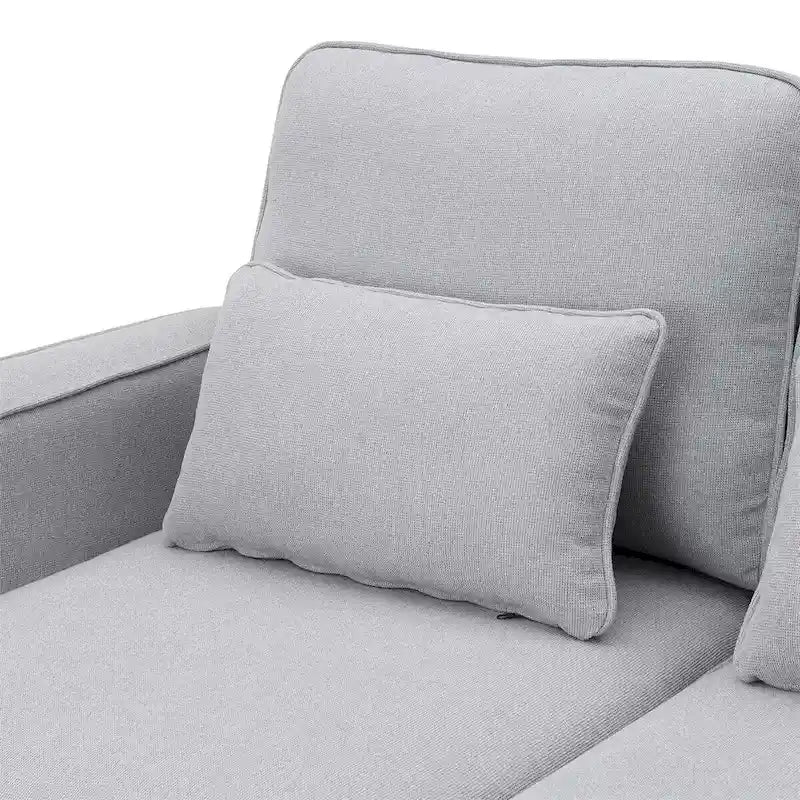 Merax 104 4-Seater Modern Linen Fabric Sofa with Armrest Pockets and 4 Pillows,Minimalist Style Couch