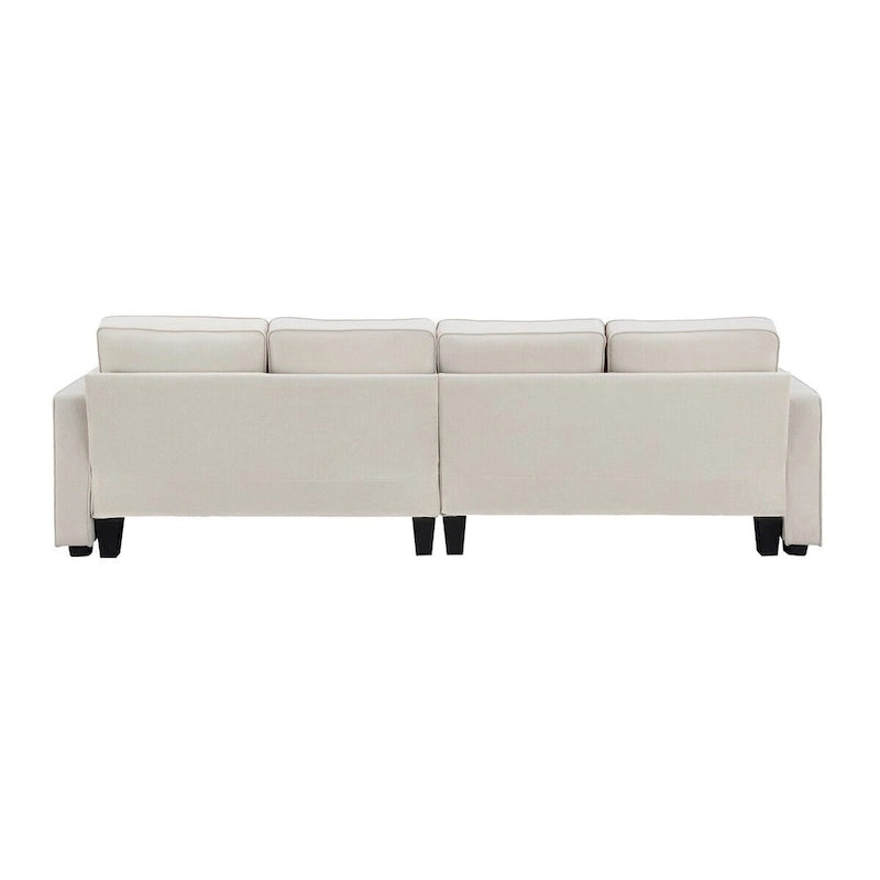 Merax 104 4-Seater Modern Linen Fabric Sofa with Armrest Pockets and 4 Pillows,Minimalist Style Couch