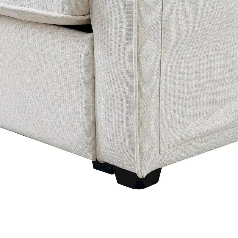 Merax 104 4-Seater Modern Linen Fabric Sofa with Armrest Pockets and 4 Pillows,Minimalist Style Couch