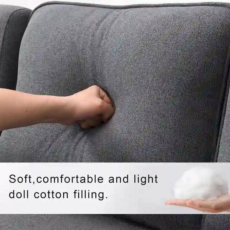 Merax 104 4-Seater Modern Linen Fabric Sofa with Armrest Pockets and 4 Pillows,Minimalist Style Couch
