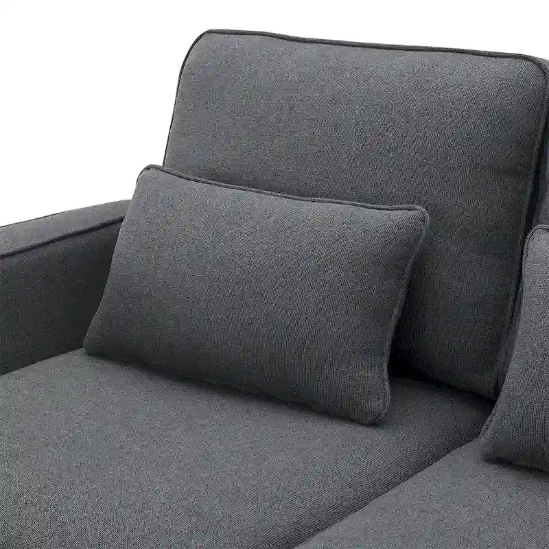 Merax 104 4-Seater Modern Linen Fabric Sofa with Armrest Pockets and 4 Pillows,Minimalist Style Couch