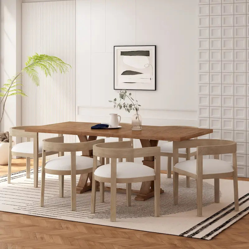 Hudson Fabric and Wood 7 Piece Dining Set by Christopher Knight Home