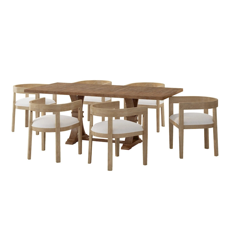 Hudson Fabric and Wood 7 Piece Dining Set by Christopher Knight Home