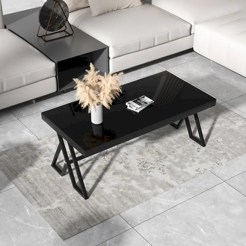 46 Tempered Glass Tabletop Metal Wrough Coffee Table Living Room