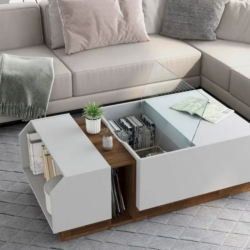 Podd Contemporary White 49-inch 3-Shelf Coffee Table by Furniture of America
