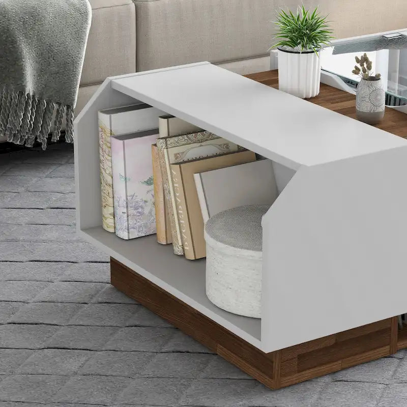 Podd Contemporary White 49-inch 3-Shelf Coffee Table by Furniture of America