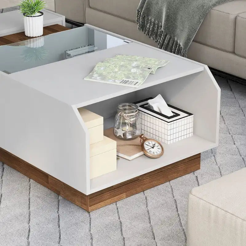 Podd Contemporary White 49-inch 3-Shelf Coffee Table by Furniture of America