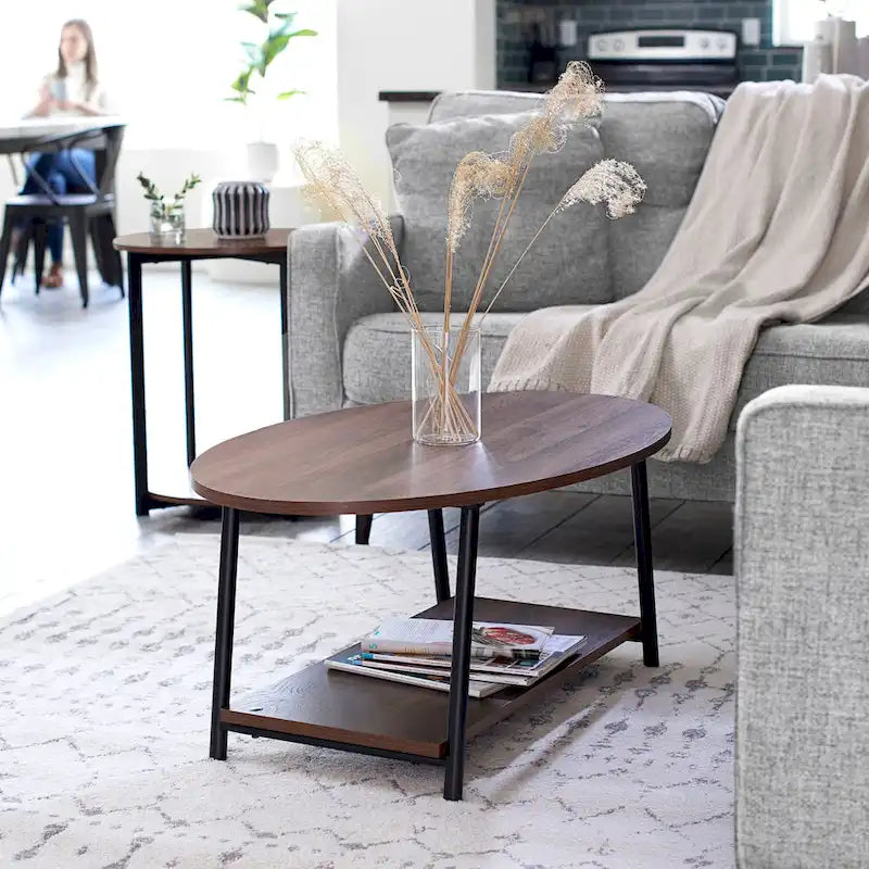 Household Essentials Coffee Table with Storage Shelf