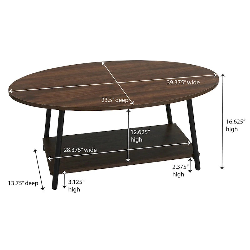Household Essentials Coffee Table with Storage Shelf