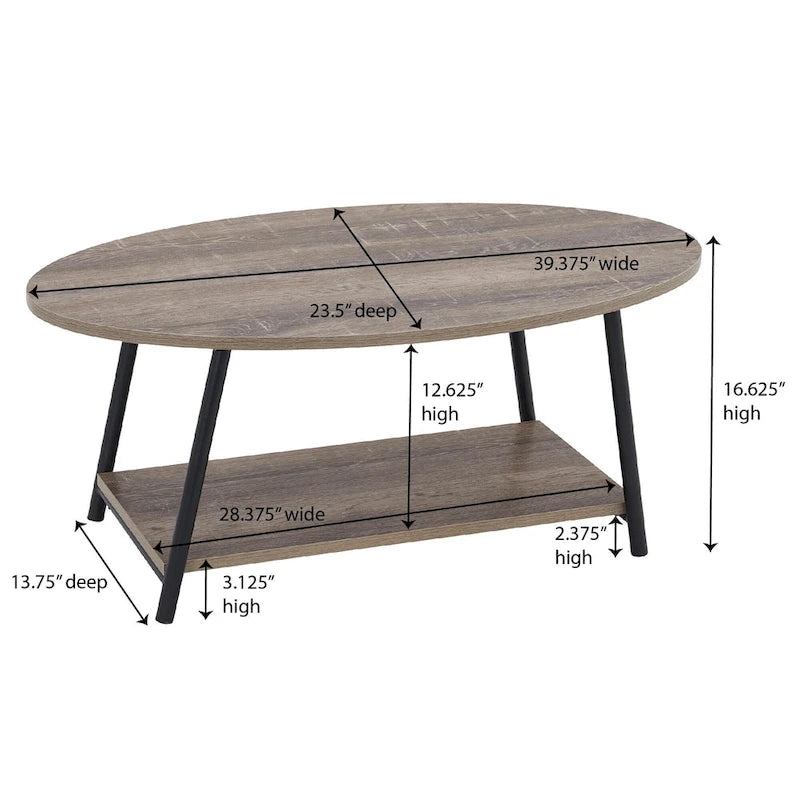 Household Essentials Coffee Table with Storage Shelf