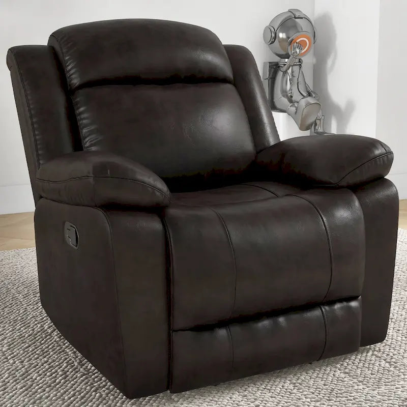 Fauteuil inclinable manuel avec accoudoirs et dossier surdimensionnés