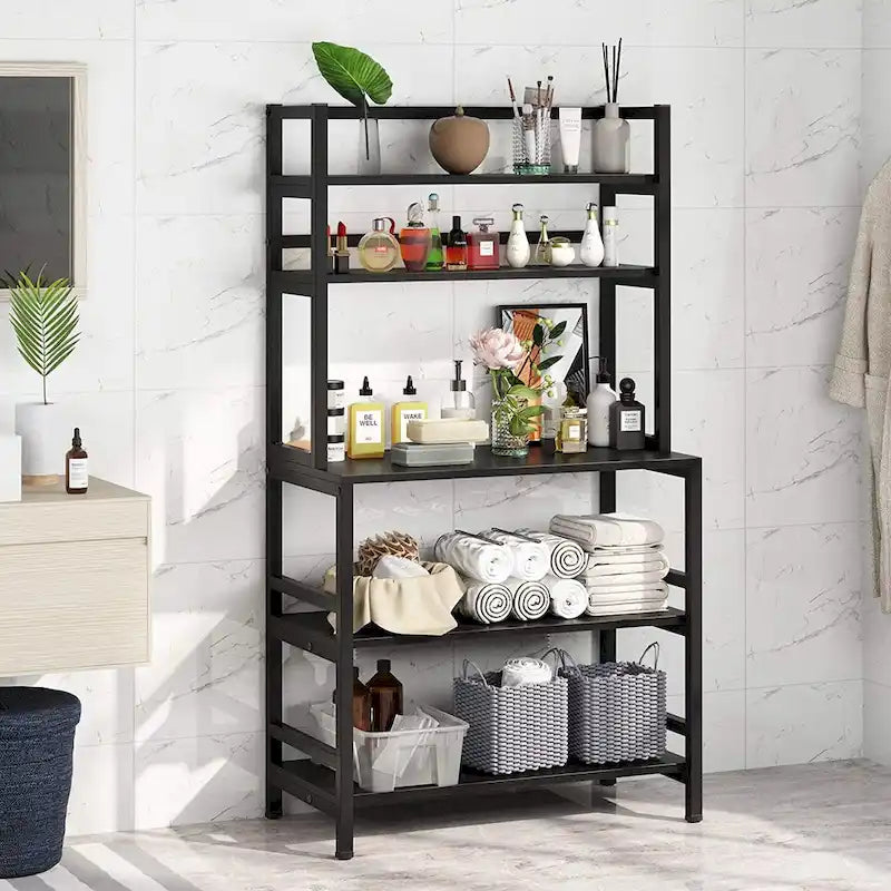 5 Tier Bakers Rack with Storage, Kitchen Stand Micorwave Over Cart