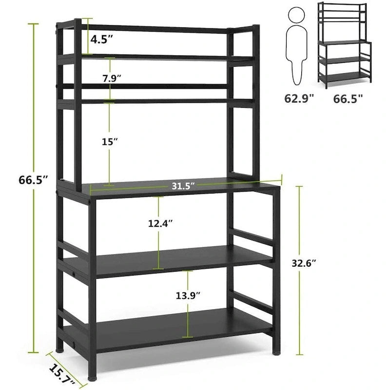 5 Tier Bakers Rack with Storage, Kitchen Stand Micorwave Over Cart