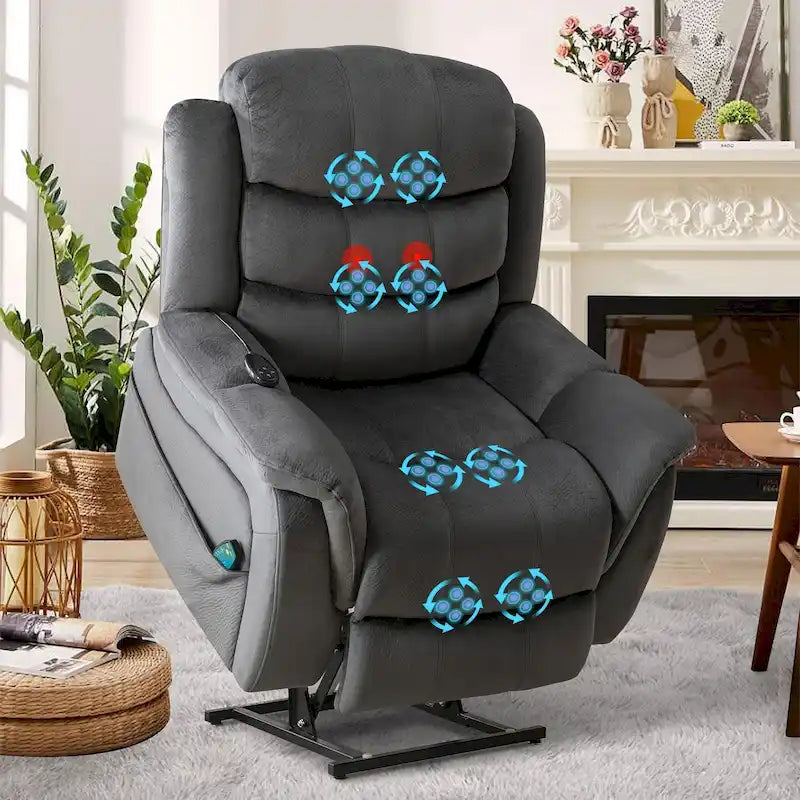 Fauteuil releveur inclinable avec massage et chauffage pour personnes âgées