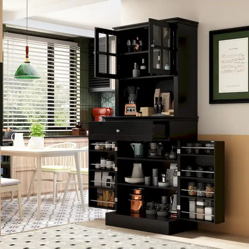 Meuble de cuisine autoportant avec grand espace ouvert pour micro-ondes - 30 po L x 69,3 po H
