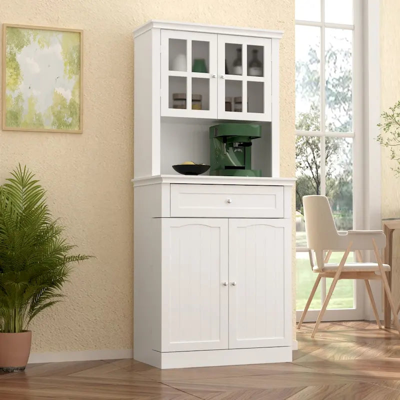 Long Standing Kitchen Cabinet with Large Open Space for Microwave - 30W x 69.3H