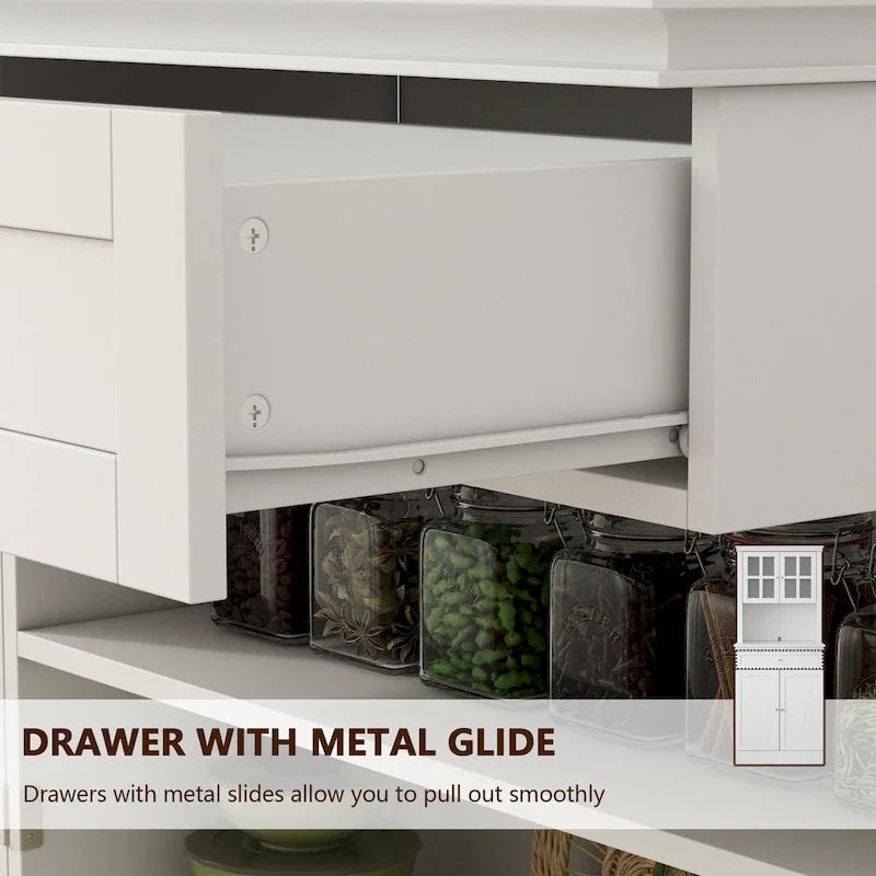 Long Standing Kitchen Cabinet with Large Open Space for Microwave - 30W x 69.3H