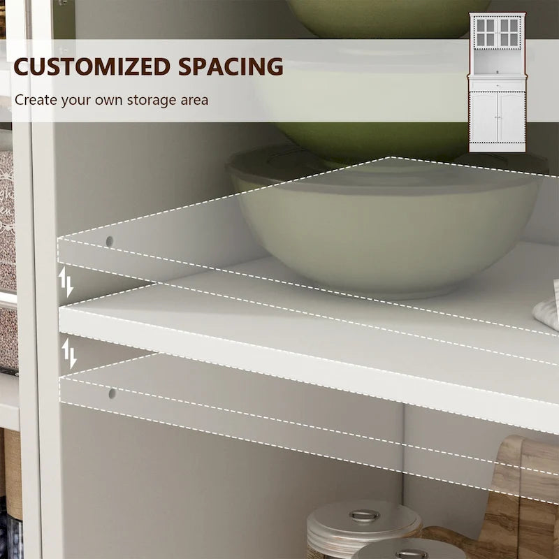 Long Standing Kitchen Cabinet with Large Open Space for Microwave - 30W x 69.3H