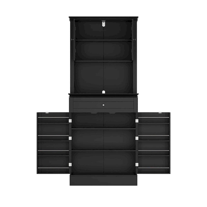Long Standing Kitchen Cabinet with Large Open Space for Microwave - 30W x 69.3H