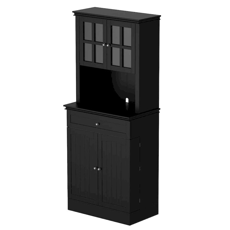 Long Standing Kitchen Cabinet with Large Open Space for Microwave - 30W x 69.3H