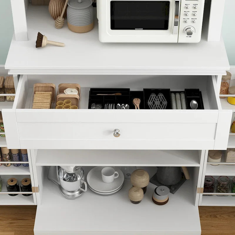 Long Standing Kitchen Cabinet with Large Open Space for Microwave - 30W x 69.3H