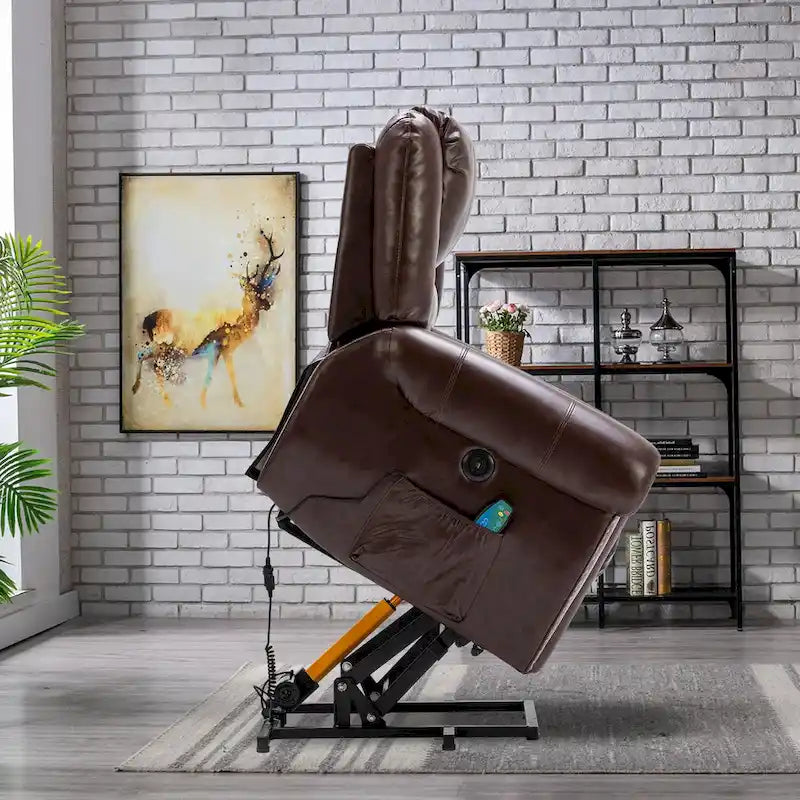 Breathable Rivet Power Lift Recliner Chair with Massage,Heat and USB Port