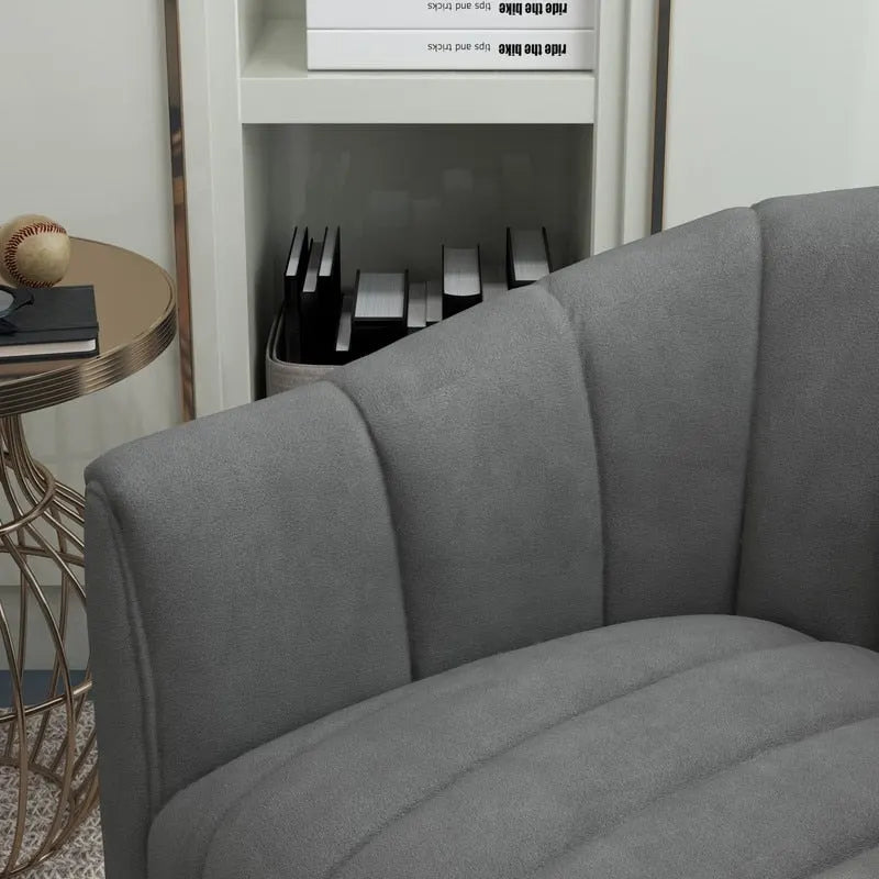 SEYNAR Contemporary Tufted Velvet Swivel Club Chair with Ottoman Set