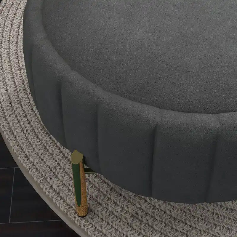 SEYNAR Contemporary Tufted Velvet Swivel Club Chair with Ottoman Set