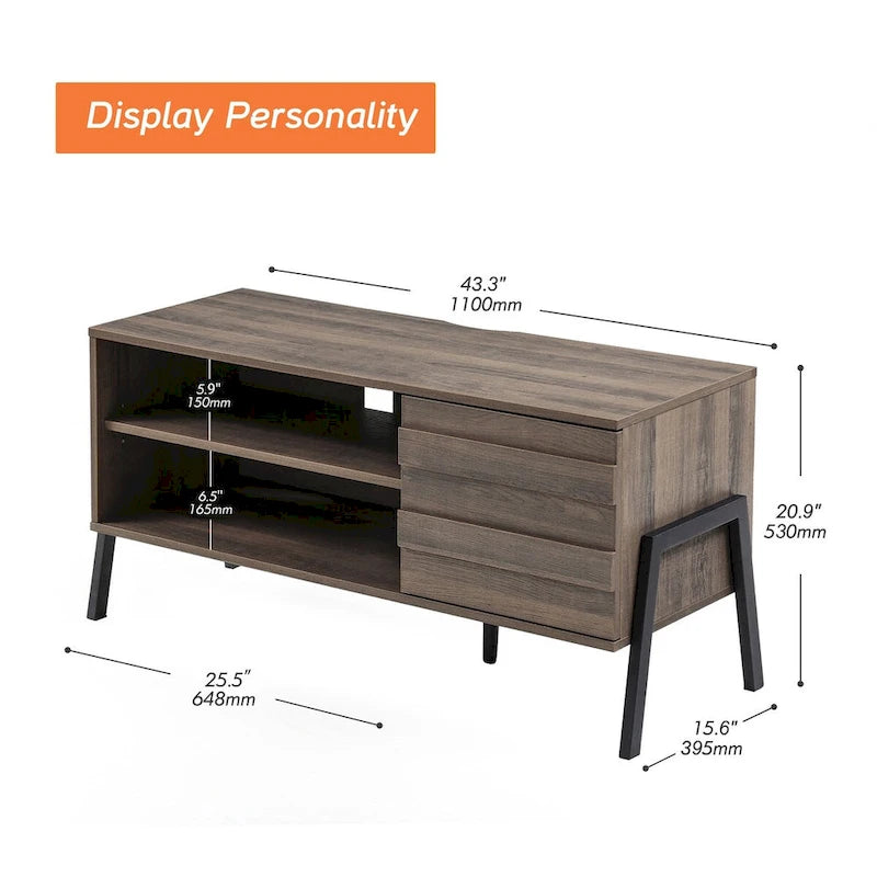 WAMPAT Mid-Century TV Stand Wood TV Console for TV's up to 55 - 42 inches