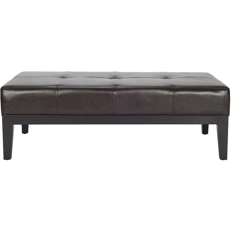 Pouf de cocktail rectangulaire en cuir bycast marron
