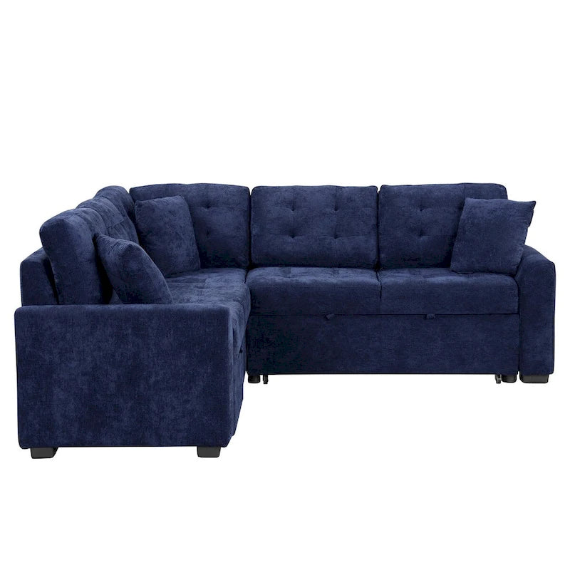 82.6-inch L-shaped Pull-out Sleeper Sofa with Wheels, USB Ports, Power Sockets - 82.6W x 82.6D x 33H