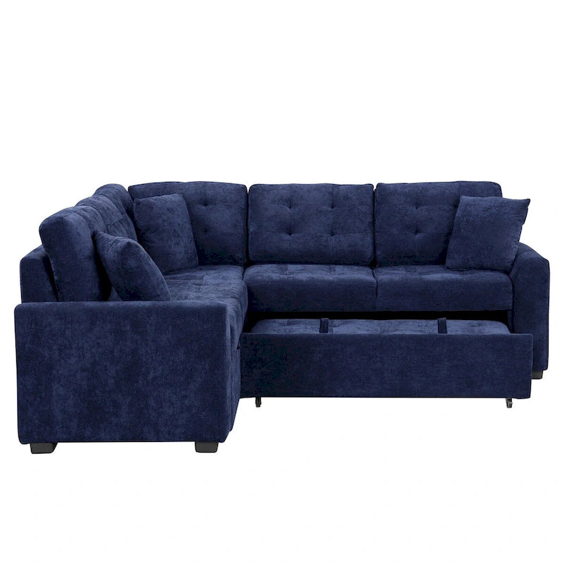82.6-inch L-shaped Pull-out Sleeper Sofa with Wheels, USB Ports, Power Sockets - 82.6W x 82.6D x 33H
