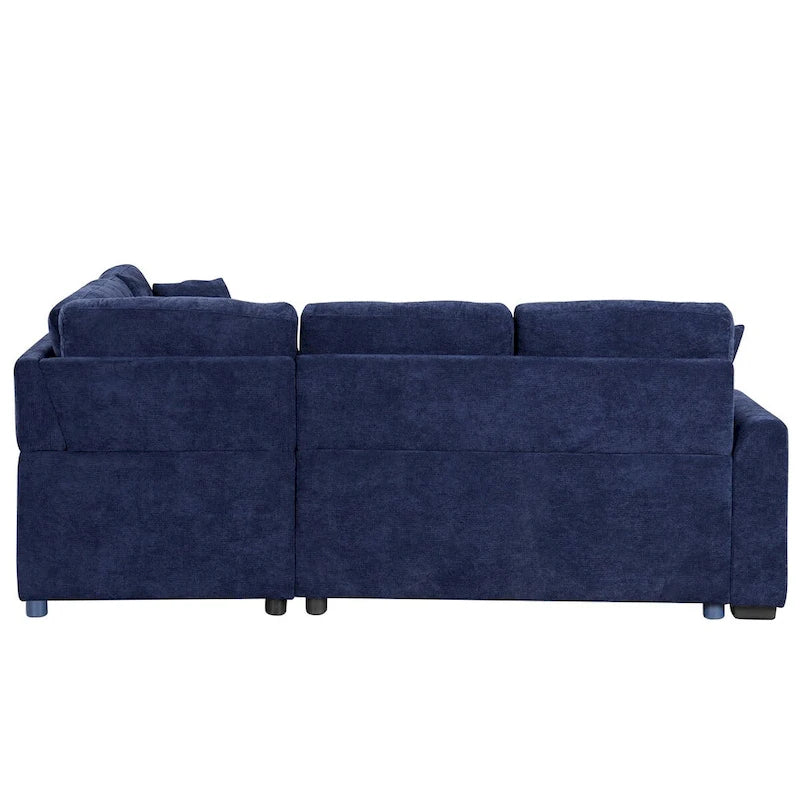 82.6-inch L-shaped Pull-out Sleeper Sofa with Wheels, USB Ports, Power Sockets - 82.6W x 82.6D x 33H