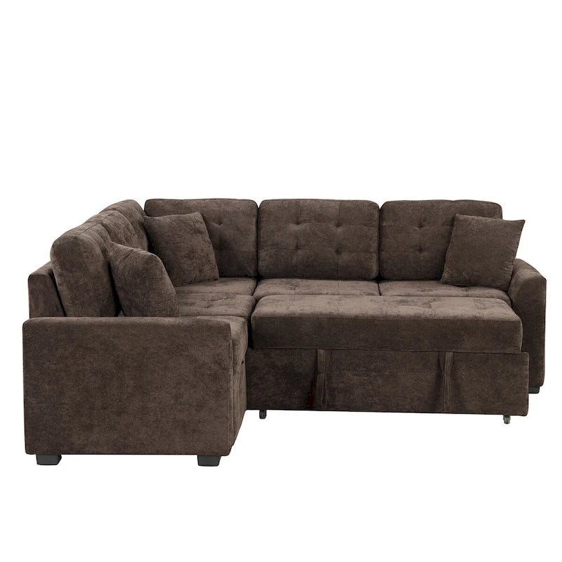 82.6-inch L-shaped Pull-out Sleeper Sofa with Wheels, USB Ports, Power Sockets - 82.6W x 82.6D x 33H