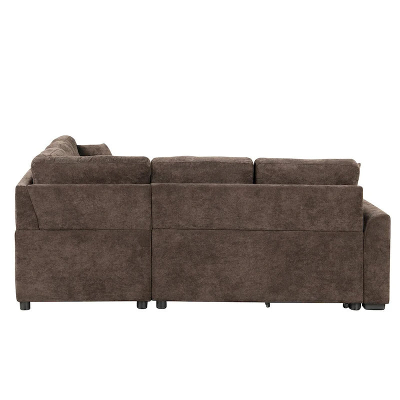 82.6-inch L-shaped Pull-out Sleeper Sofa with Wheels, USB Ports, Power Sockets - 82.6W x 82.6D x 33H