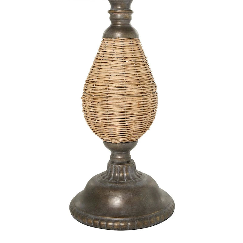 Wood Accent Table with Black Metal and Rattan Base - Brown or White - Roche River Decor