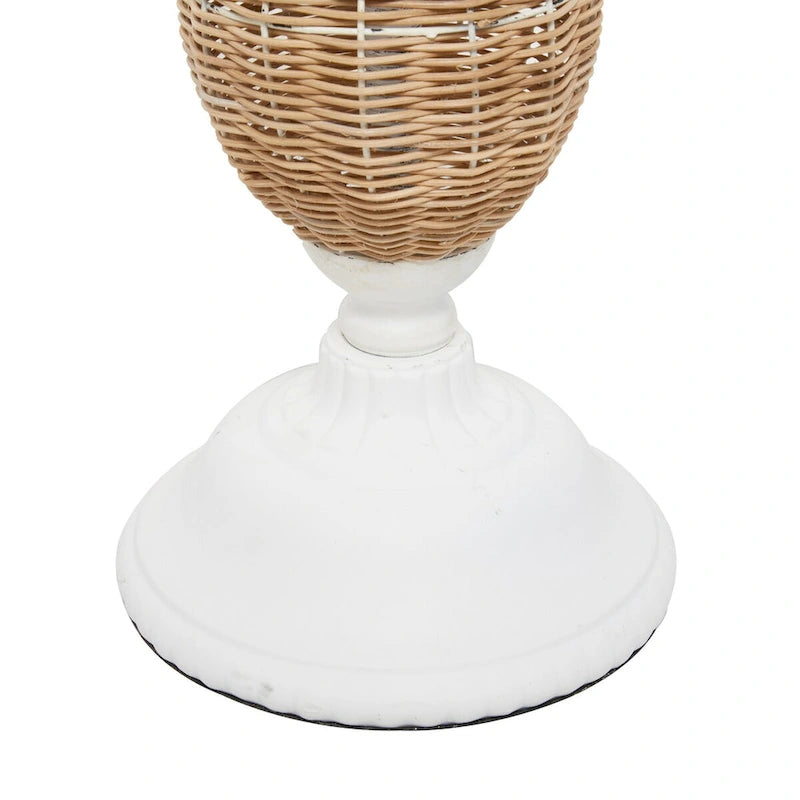Wood Accent Table with Black Metal and Rattan Base - Brown or White - Roche River Decor